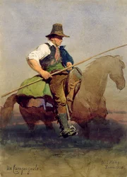 "Un Campagnole", roomalainen talonpoika hevosen selässä, 1858