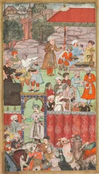 Pidot Baburille, jonka hänen veljensä Jahangir Mirza isännöi Ghaznissa toukokuussa 1505, Babur-namasta (Baburin muistelmat)