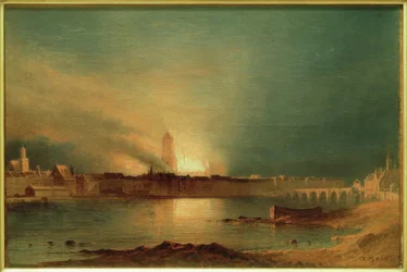 Frankfurt a. M., Katedraali Brandin mukaan 1867 / Gem. Carl Morgenstern