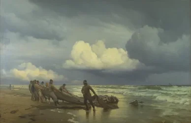 Kalastajat vetävät märkänä Skagen Nordstrandilla