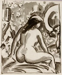 Istuva alaston
