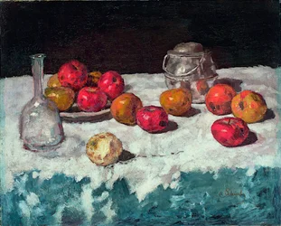 ""Nature morte aux pommes"" (Asetelma omenoiden kanssa) Peinture de Carl Schuch (1846-1903) 1889 Öljy kankaalle Koko 66,2x81,6 cm Museum Kunstpalast, Düsseldorf