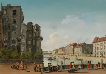Berliinin kaupungin palatsi Spree-joen varrella, 1768.