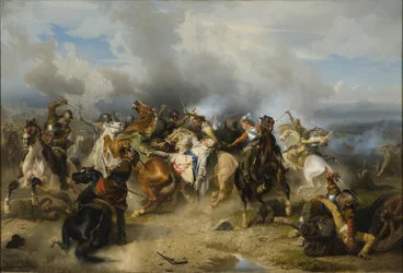 Ruotsin kuninkaan Kustaa II Adolfin (1594-1632) kuolema, sanoi Pohjolan suuri tai leijona Luetzenin taistelussa 6. marraskuuta 1632 - Ruotsin kuningas Kustaa II Adolf kuoli Luetzenin taistelussa 6. marraskuuta 1632, kirjoittanut Wahlbom, Carl (1810-1858). 