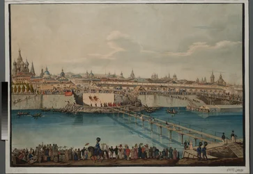 Moskvoretski-sillan kulmakiven laskemisen seremonia Moskovassa, 1830.
