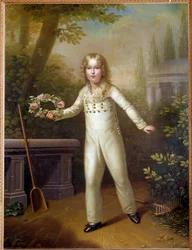 Lapsen muotokuva Aiglon (1811-1832) Rooman kuningas Napoleon II, Reichstadtin herttua, keisari Napoleon I:n poika noin 8-vuotiaana. Carl Salesin (1791-1870) maalaus (ec.autr.) 1800-luvun Wien, Kunsthistorische Museum