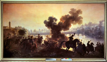 Italian kampanja: "" Näkymä Lodin taistelusta 10.5.1796"" Antoine Vernet dit Carlen (1758-1836) maalaus 1796 Boissy Saint Leger. Chateau De Grosbois