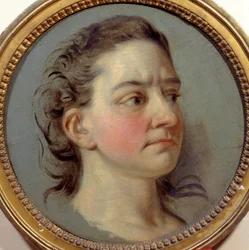 Mademoiselle Claironin muotokuva Josephe Leris de La Ttude dit Mademoiselle Clairon (1723 -1803) Voltairen tulkki. Carle Van Loon maalaus (1705-1765)