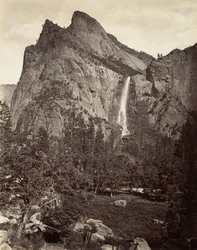 Bridal Veil Fall, 940 jalkaa, Yosemite, n. 1872, painettu n. 1876.