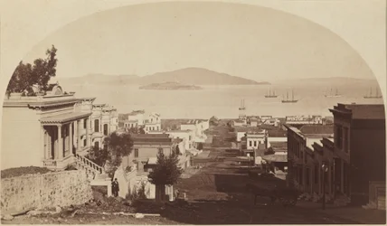 Alcatrazin saari ja San Franciscon lahti, pohjoiseen katsottuna, 1880-luku (kuva) (kuva)