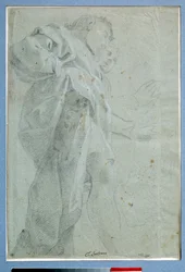 Kaksi miestä seisomassa verhot Piirustus musteella ja pesulla Carlo Bononi (1569-1632) Dim. 0,27 x 0,39 m Pariisi. Louvren taidemuseo