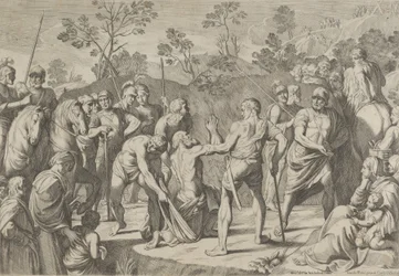 Pyhä Andreas polvistui rukouksessa, kun hänet johdetaan ristille Renin jälkeen, 1650-80.