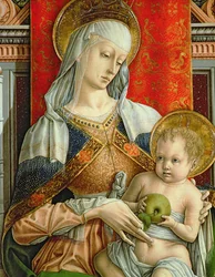 Madonna ja lapsi, yksityiskohta SantEmidion polyptyykistä, 1473, tempera paneelille, yksityiskohta kuvasta 76636.