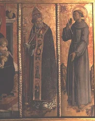 St. Sylvester ja St. Francis, yksityiskohta San Silvestron polyptyykistä