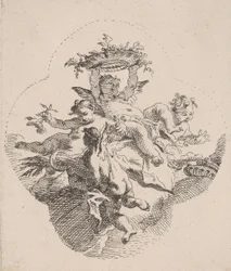 Putti pitelee kukkia, 1725-75.