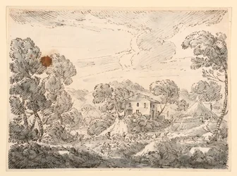 Piirros, Talonpojan asunto metsäisessä maassa, 1750-1770
