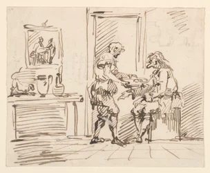 Piirustus, Genrekohtaus, 1725-50