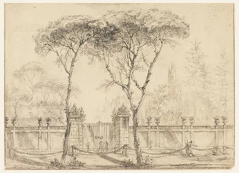 Piirros, Huvilan portilla, 1770-86