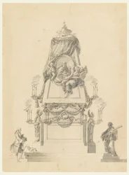 Piirustus, Kuninkaan katafalkki, n. 1765.