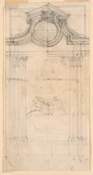 Piirustus, luostarin hautamuistomerkin luonnos, n. 1745.