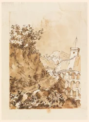Piirros, Maisema vuoristokaupunki, 1760-80