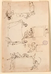 Piirustus, Luonnoksia taulua varten, n. 1750.