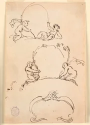 Piirustus, Kolme luonnosta kartongista, ennen 1775