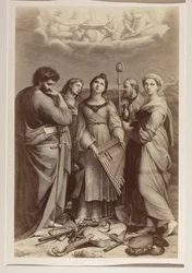 "Pyhän Cecilian hurmio", tuntemattoman tekijän kuparikaiverrus Rafaelin (1483-1520) maalauksen mukaan