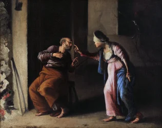 Pyhän Pietarin kieltäminen. Carlo Saracenin (1579-1620) maalaus. Öljy kankaalle. Mitat: 38 x 48 cm. Musee Granet, Aix en Provence.