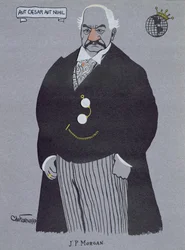 Karikatyyri John Pierpont Morganista (1837-1913), elokuvasta Millionaires of America