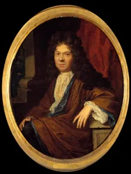 Jean de la Bruyeren (1645-1696) muotokuva moralisti francais Caspar (Gaspar) Netscherin (1639-1684) ansioksi lueteltu maalaus. 1700-luvun aurinko. 0,44x0,36 m - Jean de la Bruyeren (1645-1696), ranskalaisen moralistin muotokuva. Gaspar (Caspar) Ne:lle kuul