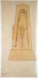 Suunnittelu monumentille, 1812 (kynä keltaisella pesulla paperilla)