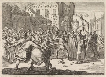 Danzigissa kulkue tervehtii kiviportailla, 1678