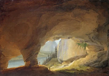 Näkymä Beatus-luolasta Thun-järvellä, 1776