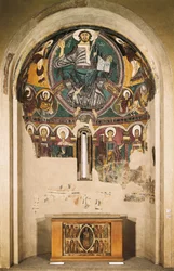 Kristus kirkkaudessa, San Clemente de Tahullin kirkosta, Lerida, Espanja (fresko).