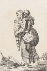 Talonpojan nainen, kaksi lasta, n. 1758.