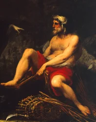 Erminia paimenten keskuudessa, kirjoittanut Cecco Bravo (1607-1661), Detail
