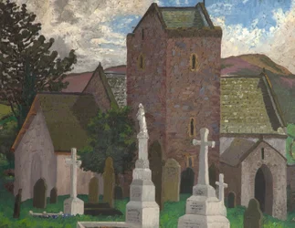 Llangenith Church, Etelä-Wales, n. 1930 (öljy kankaalle)