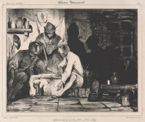 Sotilaat leikkivät noppaa, 1900-luku.
