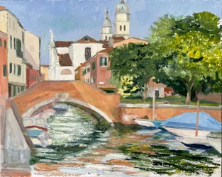 Ilta-auringonvalo Dorsodurossa, Venetsia 2025 (öljy kankaalle)