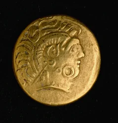Kelttiläinen taide: Sequani stater, kultakolikko. 3.-2. vuosisadalla eKr. Paris, B.N.