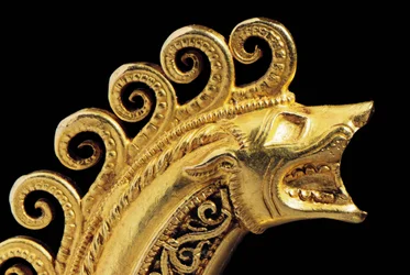 Erittäin tärkeä La Tenen soturifibula, yksityiskohta (kulta) (katso myös 1065822-7)