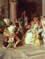 Galileo Isabellan hovissa, yksityiskohta, 1878