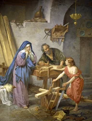 Joosef, Maria ja Jeesus puusepänverstaassa