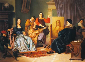 Leonardo da Vinci maalaa Mona Lisaa