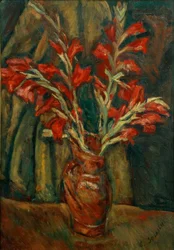 Ch. Soutine, Rote Gladiolen einer Maljakko