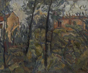 Maisema talojen kanssa, c. 1918