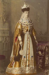 Marie Fedorovna (Maria Fedorovna ou Fiodorovna, prinsessa Dagmar de Danemark) - Keisarinna Maria Fjodorovna, Tanskan prinsessa Dagmar (1847-1928), Bergamasco, Charles (Karl) (1830-1896) muotokuva. Albumin valokuva