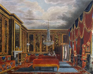 Japanilainen huone, Kaiverrus Richard Reeve (s. 1780), Perustuu Charles Wildin (1781-1835) suunnitteluun, From The History of the Royal Residences