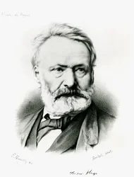 Muotokuva Victor Hugosta (1802-85) Album du Rappelista, kaiverrettu Edme Penauillen (k.1871) valokuvasta 1869